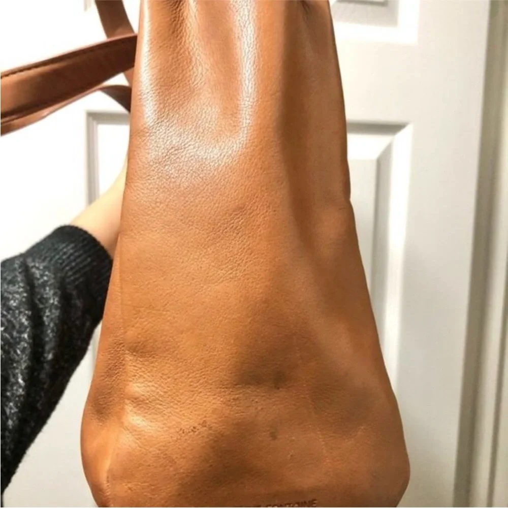 Anne Fontaine Signature Embossed Flower Leather Tote shoulder Bag.